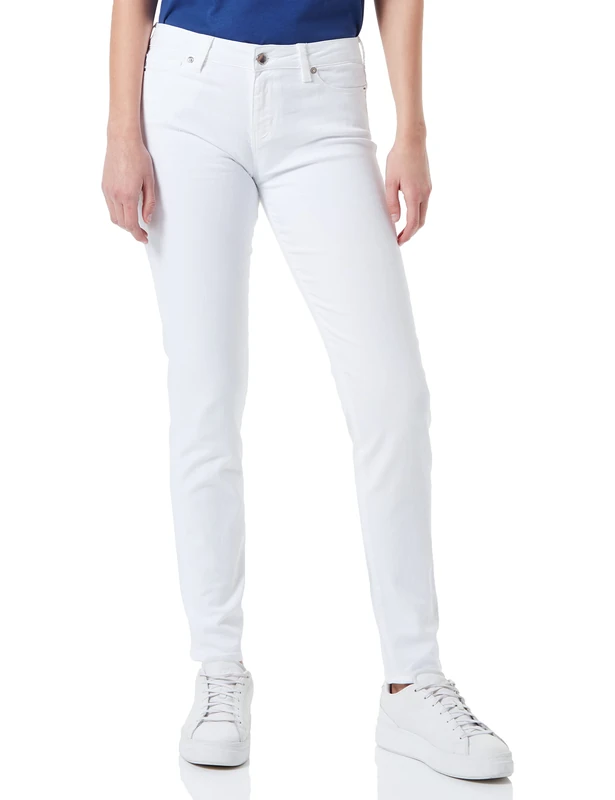Love Moschino Women's Garment Dyed Skinny 5 Pocket Trousers Casual Pants, Optical White, 27