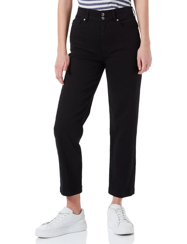 Love Moschino Women's 5 Pocket Trousers with Heart tag Casual Pants, Black, 30