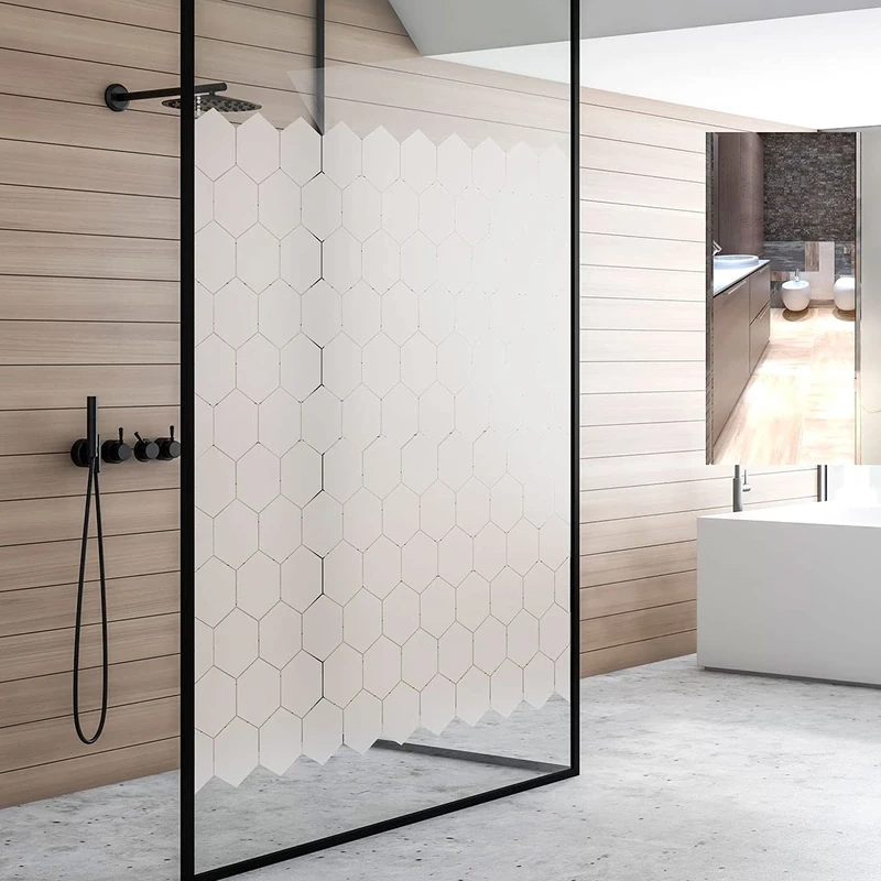 Anti-Glare Blackout Window Film – 50 Hexagonal Blackout Stickers for Glass and Shower Door – Window Film for Windscreen – Self-Adhesive Window Stickers for Office Bathroom Kitchen – 50 x 90 cm