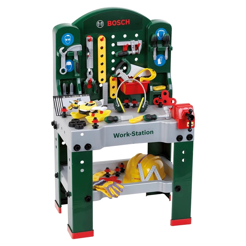 Theo Klein 8513 Bosch Work-Station I With tools, assembly vehicle and numerous accessories I Work surface with learning function I For children aged 3 and over