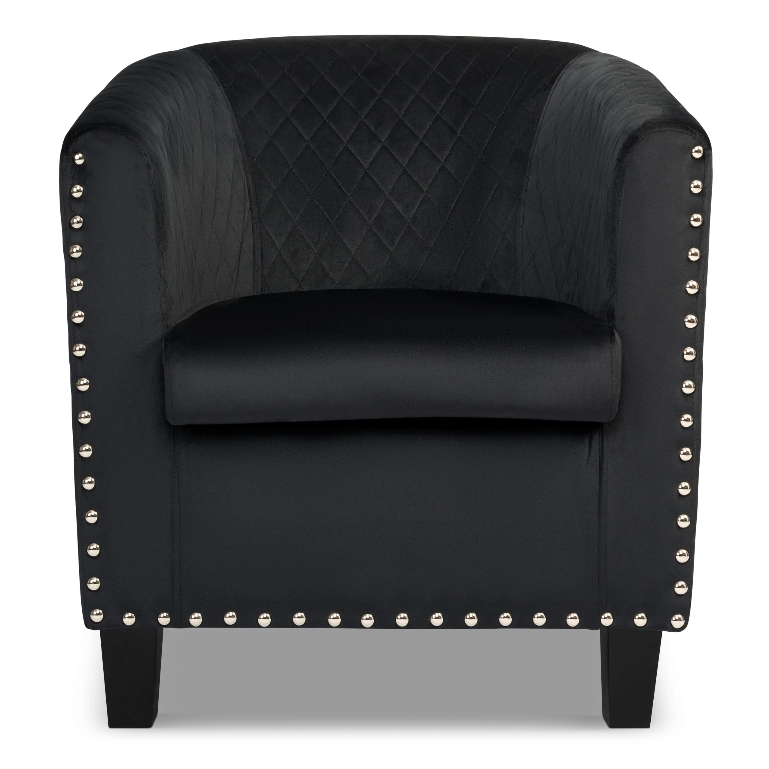 Bravich Modern Retro Tub Chair - Velvet Fabric Armchair for Dining, Living Room, Office & Bedroom. Stylish & Comfortable Universal Dressing Table Chair (71 x 79 x 74 cm, Black)