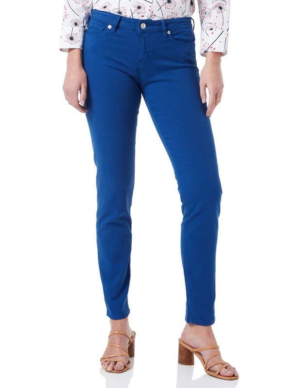 Love Moschino Women's Garment Dyed Skinny 5 Pocket Trousers Casual Pants, Blue, 34