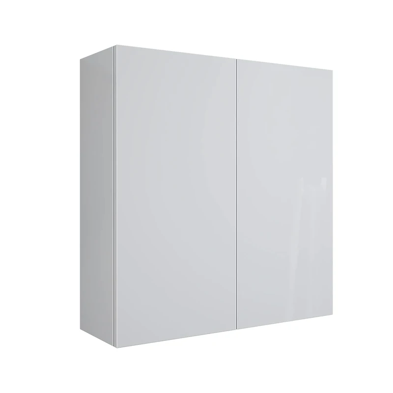 Mama Store ERA Double Wall Cabinet 2 doors and push and pull opening system, Laminate, GLOSS WHITE LACQUERED L. 68 X D. 22 X H. 71 Cm