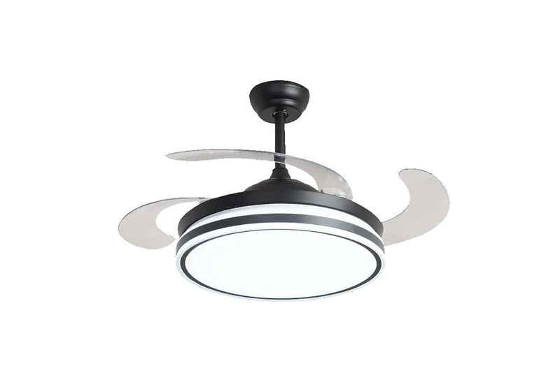 Pepeo Ganuwa ceiling fan with LED lighting including remote control, innovative folding and folding mechanism of the blades [60 Watt]