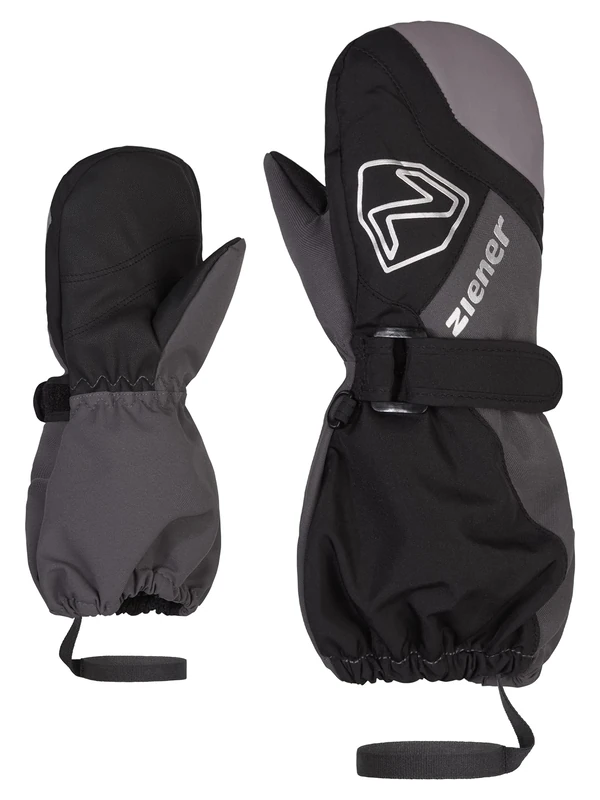 Ziener Unisex Baby Laurus Ski Mittens/Winter, Waterproof, Long Cuff, Reflective, Black, Magnet, 86 cm