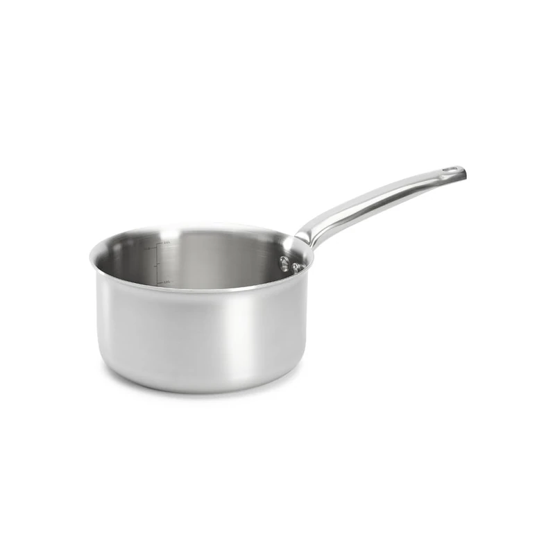 De Buyer - Alchimy 3-Layer Stainless Steel Saucepan - 18 cm - Made in France, PFAS Free, Cooking Control, 18/10 Stainless Steel, Suitable for All Heat Sources and ovens, Brushed Polished Finish, Grey