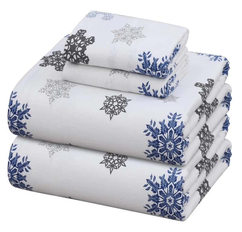 ZOYER Flannel Sheets Queen Size - 100% Cotton Double Brushed Bed Sheets, Deep Pockets 16 Inches Queen Sheet Set, All Seasons Breathable & Extra Soft - Warm & Cozy, 4 Piece, White Snow
