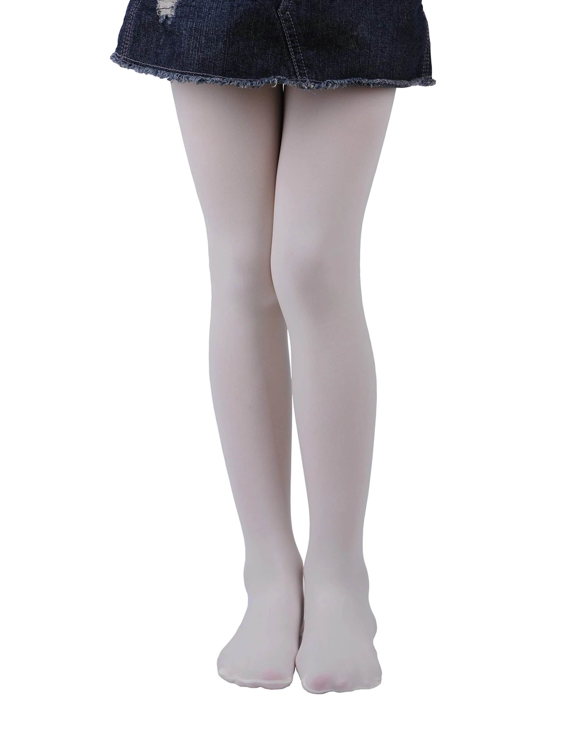 EVERSWE Girls Tights, Semi Opaque Footed Tights, Microfiber Dance Tights 40Den (Cream,2-4)