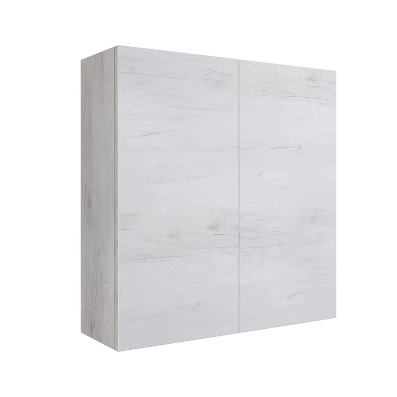 MaMa Store Double Wall Unit 2 Doors and Push And Pull Opening System, Laminate, White Oak L. 68 X D. 22 X H. 71 Cm