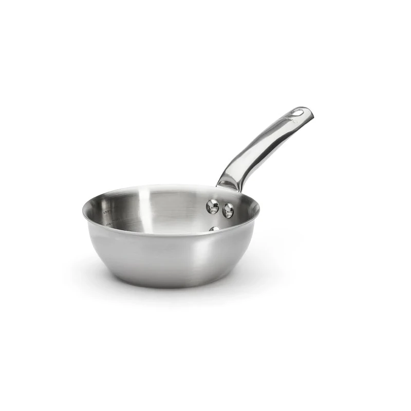DE BUYER - Alchimy 3-Layer Stainless Steel Curved sauté pan - 16 cm - Made in France, PFAS Free, Cooking Control, 18/10 Stainless Steel, Suitable for All Heat Sources and ovens, Brushed Polished