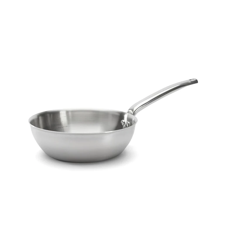 DE BUYER - Alchimy 3-Layer Stainless Steel Curved sauté pan - 24 cm - Made in France, PFAS Free, Cooking Control, 18/10 Stainless Steel, Suitable for All Heat Sources and ovens, Polished Brushed