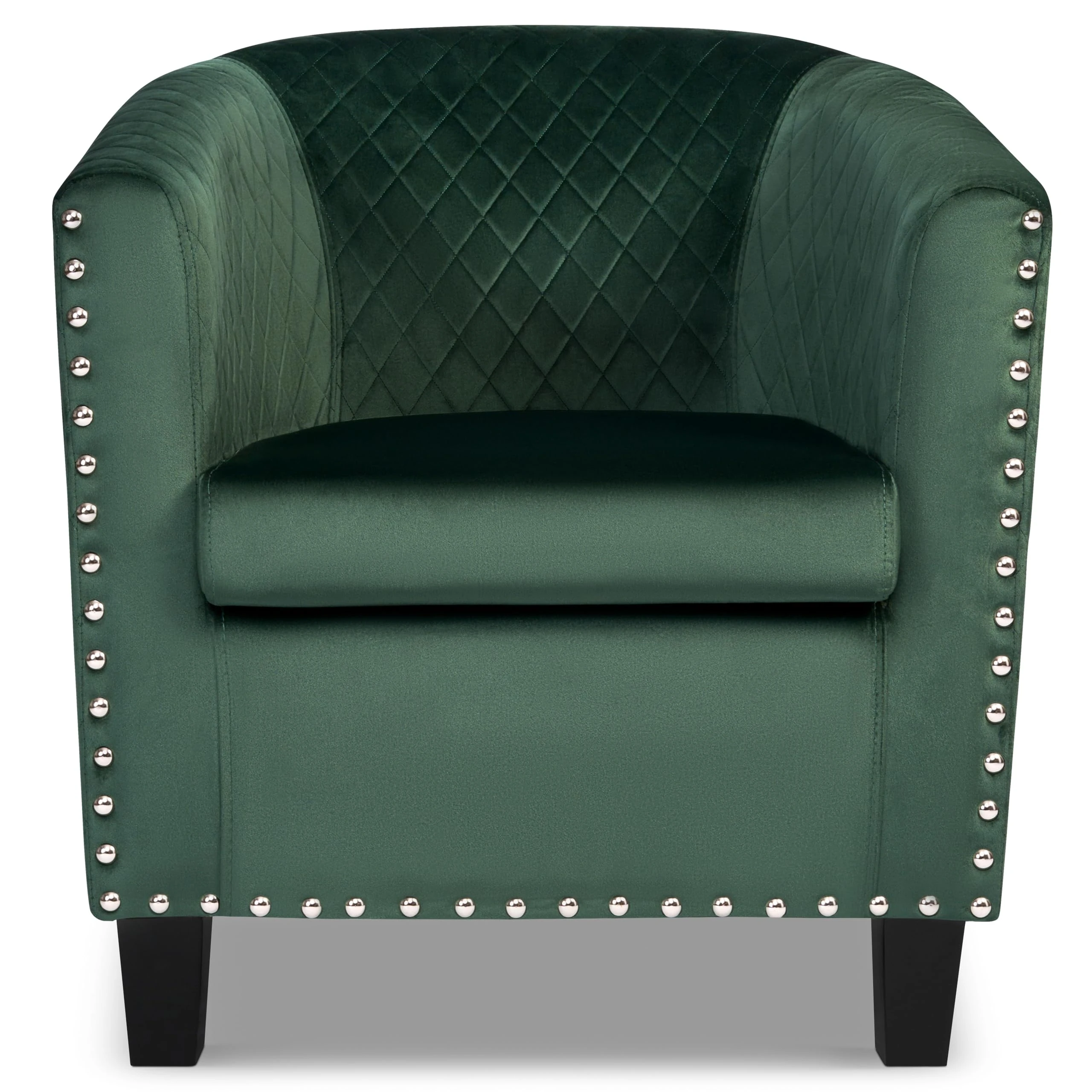 Bravich Modern Retro Tub Chair - Velvet Fabric Armchair for Dining, Living Room, Office & Bedroom. Stylish & Comfortable Universal Dressing Table Chair (71 x 79 x 74 cm, Green)