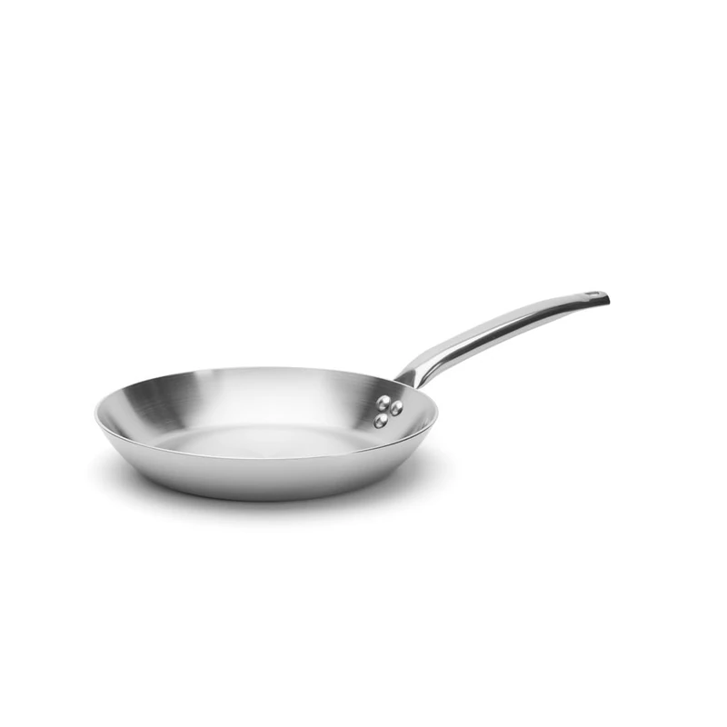 DE BUYER - ALCHIMY 3-Layer Stainless Steel Frying pan - 28 cm - Made in France, PFAS Free, Cooking Control, 18/10 Stainless Steel, All Heat Sources + ovens, Polished Brushed Finish
