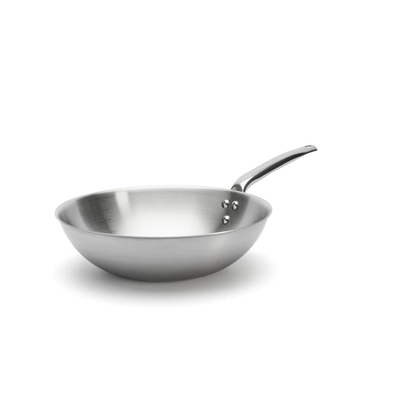 DE BUYER - Alchimy 3-Layer Stainless Steel Wok - 32 cm - Made in France, PFAS Free, Cooking Control, Stainless Steel 18/10, for All hobs and ovens, Brushed Polished Finish, Grey - Image 1