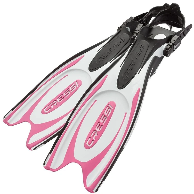 CRESSI Frog Plus Fins White/Pink XS/S (35/38 EU) - Diving Fins with Adjustable Strap, White/Pink, XS/S (35/38 EU), Woman
