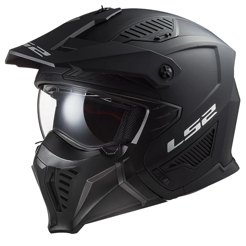 LS2 Motorcycle Helmet OF606 DRIFTER MATT BLACK - Open Faced With Removable Mask - XL (61-62cm)