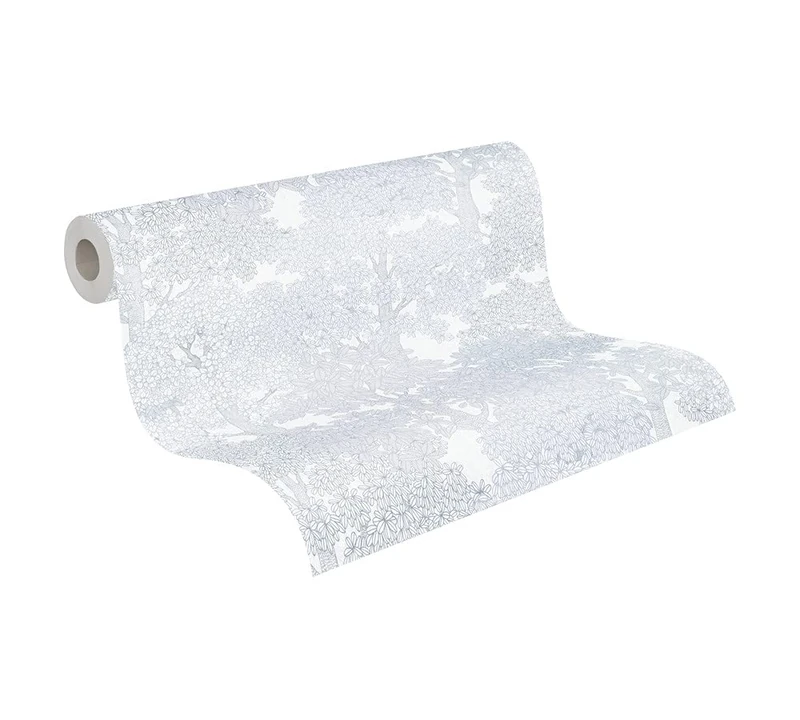 Architects Paper Forest Wallpaper Floral|Impression Non-Woven Wallpaper 10.05 m x 0.53 m Grey White Made in Germany 377536 37753-6