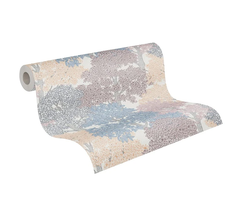 Architects Paper Forest Wallpaper Floral|Impression Non-Woven Wallpaper 10.05 m x 0.53 m Multicolored Blue Orange Made in Germany 377534 37753-4