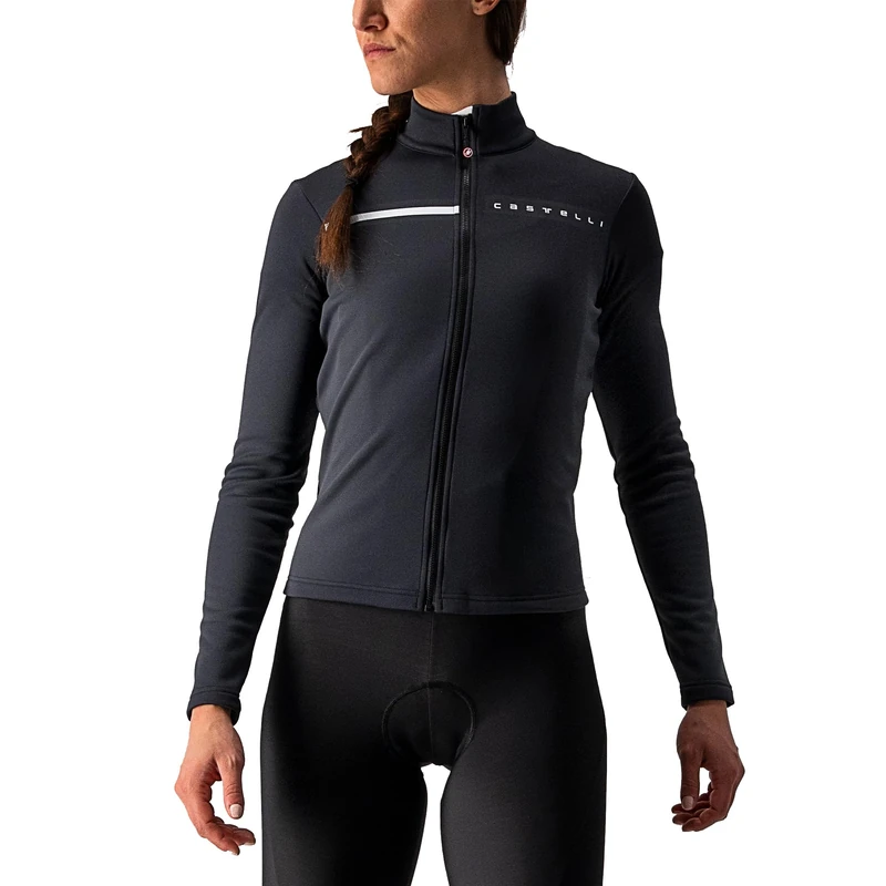 CASTELLI 4521531-085 SINERGIA 2 JERSEY FZ Sweatshirt Women's LIGHT BLACK/WHITE Size XS