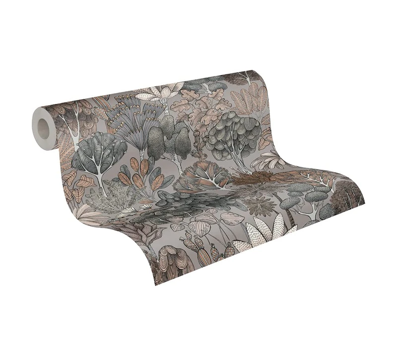 Architects Paper Jungle Wallpaper Floral|Impression Non-Woven Wallpaper 10.05 m x 0.53 m Grey Beige Orange Made in Germany 377574 37757-4 - Image 1
