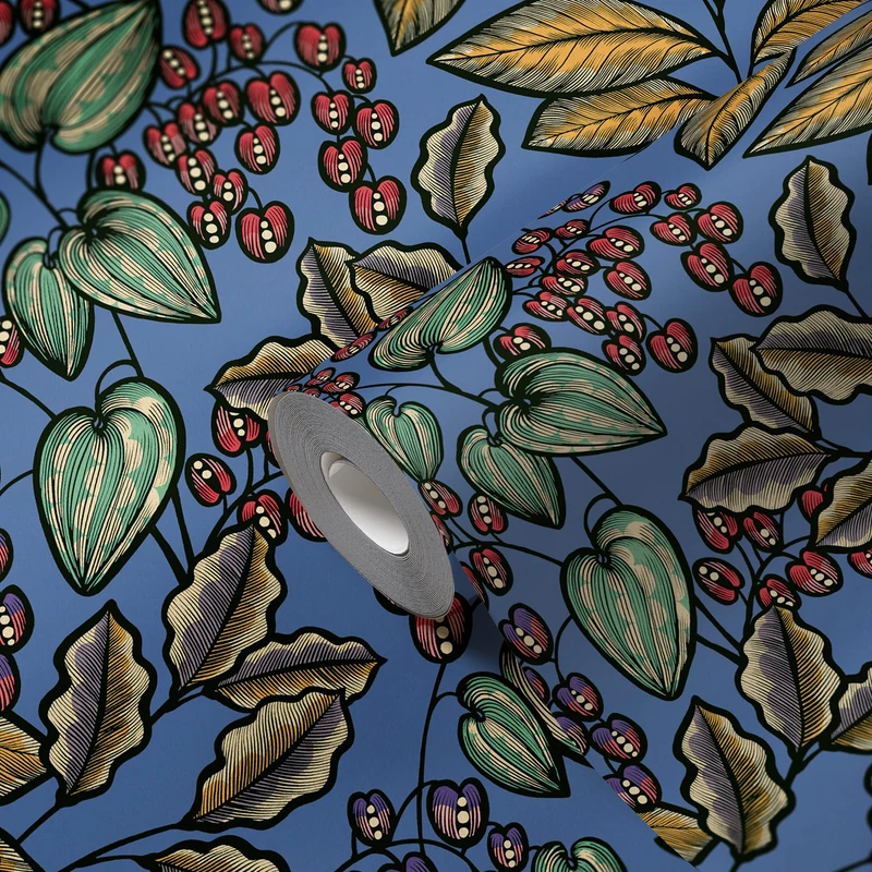 Architects Paper Floral Wallpaper Floral|Impression Non-Woven Wallpaper 10.05 m x 0.53 m Blue Yellow Red Made in Germany 377541 37754-1