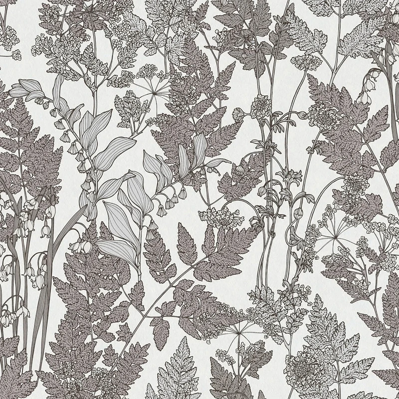 Architects Paper Floral Wallpaper Floral|Impression Non-Woven Wallpaper 10.05 m x 0.53 m Grey White Made in Germany 377521 37752-1