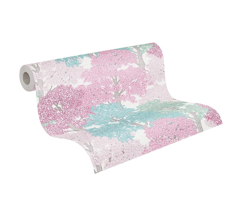 Architects Paper Forest Wallpaper Floral|Impression Non-Woven Wallpaper 10.05 m x 0.53 m Pink Blue White Made in Germany 377535 37753-5