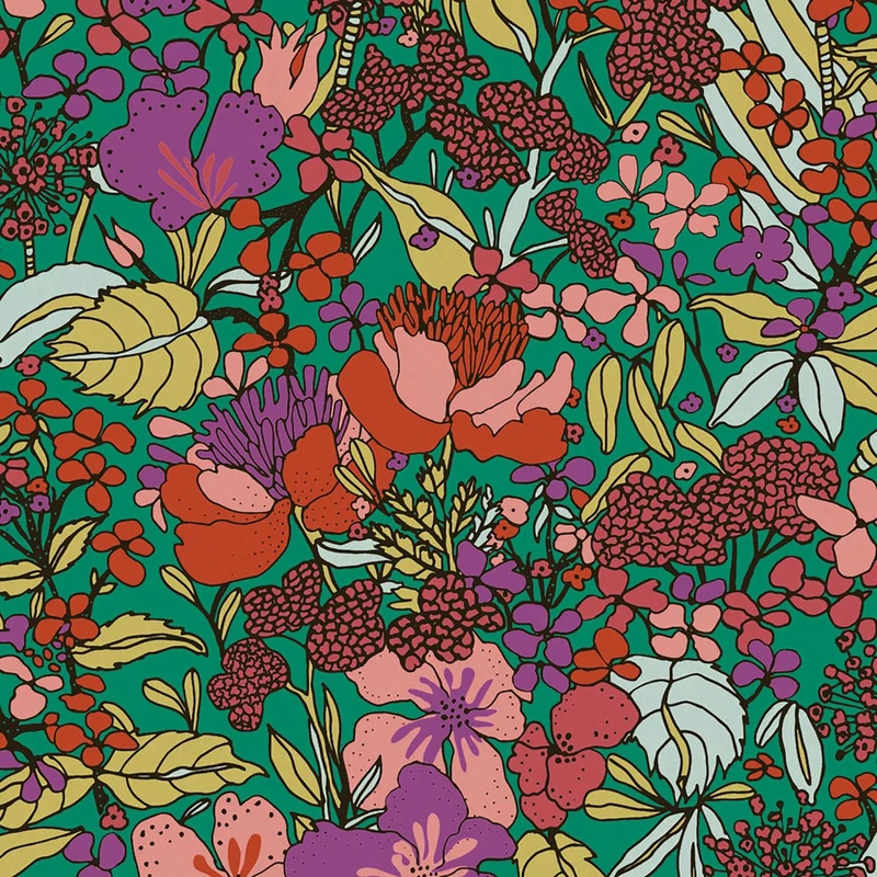 Architects Paper Jungle Wallpaper Floral|Impression Non-Woven Wallpaper 10.05 m x 0.53 m Multicolored Green Red Made in Germany 377561 37756-1