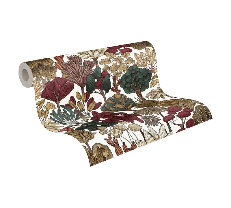 Architects Paper Jungle Wallpaper Floral|Impression Non-Woven Wallpaper 10.05 m x 0.53 m Red Beige Brown Made in Germany 377577 37757-7