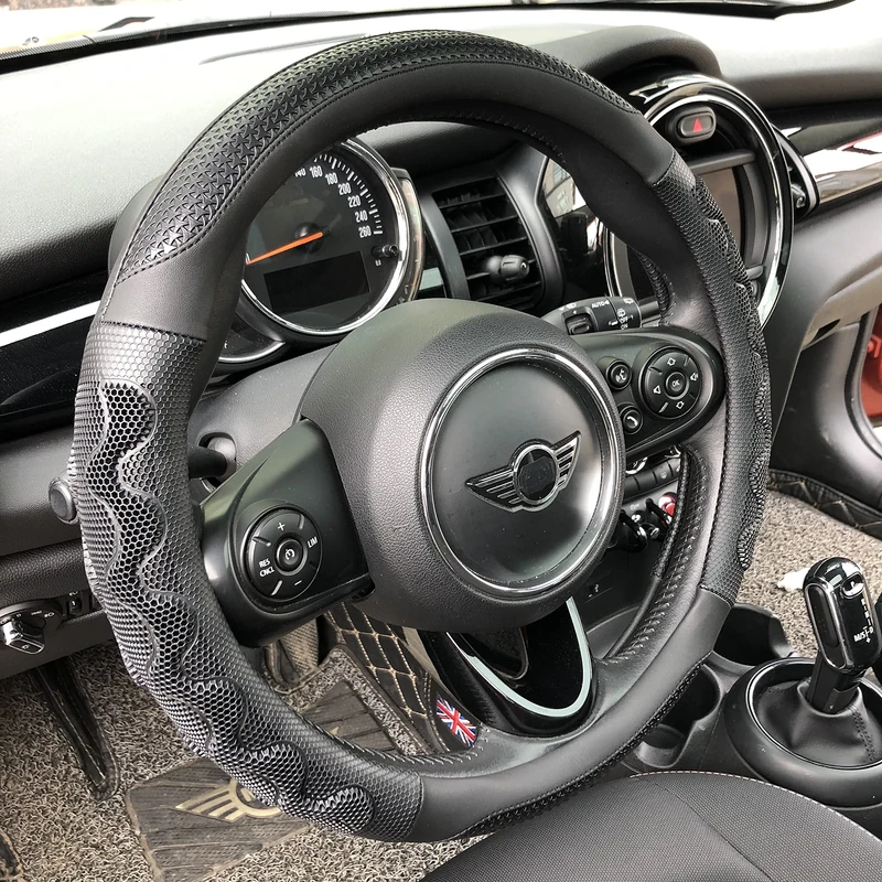 PINCTROT Small Size Steering Wheel Cover Great Grip with 3D Honeycomb Anti-Slip Design, 14 Inch (All Black)