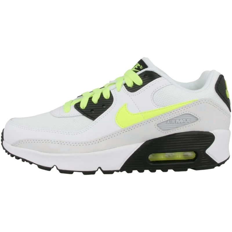 NIKE CD6864 AIR MAX 90 LTR (GS) Men White/Volt-Black-Pure Platinum UK 5
