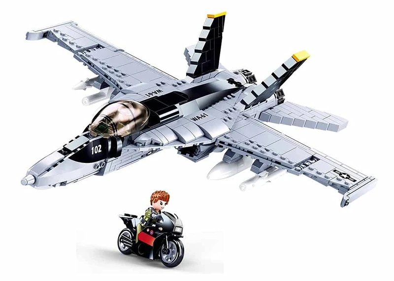 Sluban - Model Bricks-F/A-18E Super Bumblebee, M38-B0928, Multi-Colour