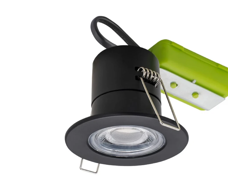 Luceco F-Eco Fixed Fire Rated Downlight 450Lm 5W Ip65 4000K Black Bezel