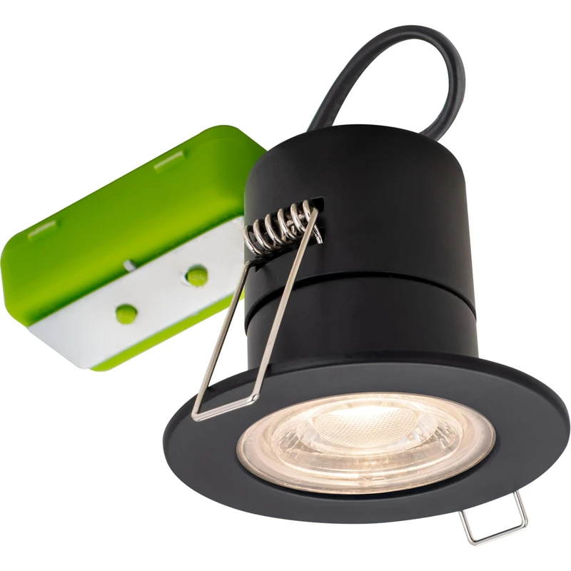 Luceco F-Eco Fixed Fire Rated Downlight 450Lm 5W Ip65 3000K Black Bezel