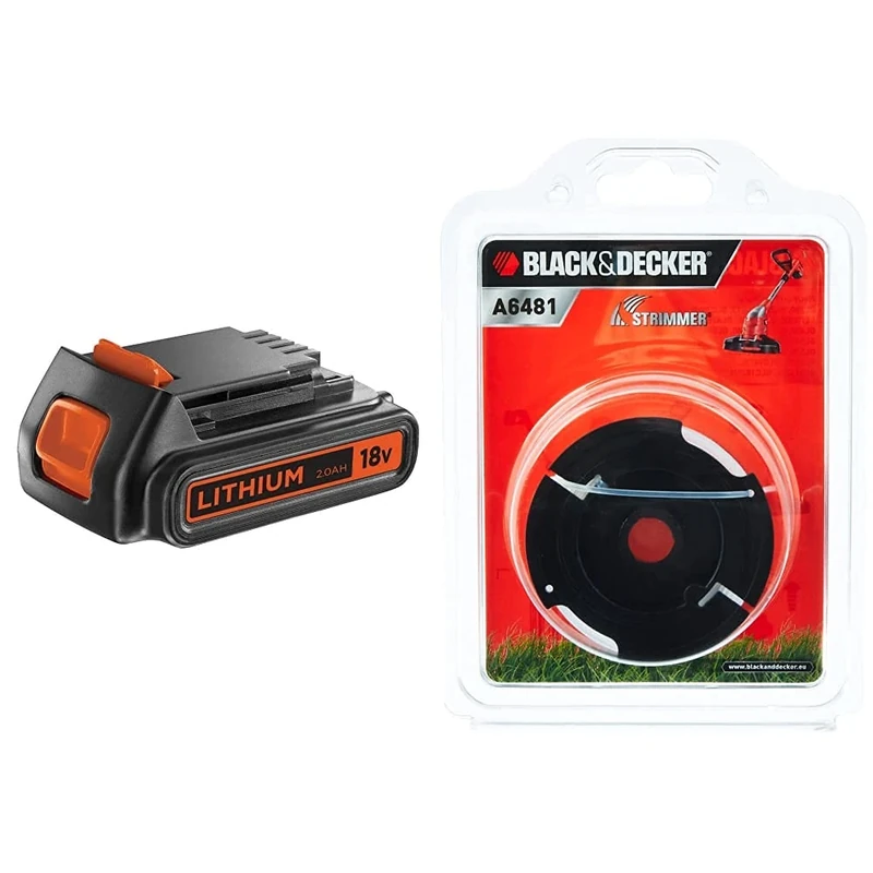 BLACK+DECKER BL2018-XJ 2 Ah Lithium Ion Battery, 18 V & A6481 Spool + Line for Reflex Strimmer