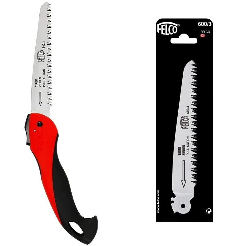 Felco F600 Folding Pull-Stroke Pruning Saw - Blade 16 cm & Replacement Pruning Saw Blade FEL600