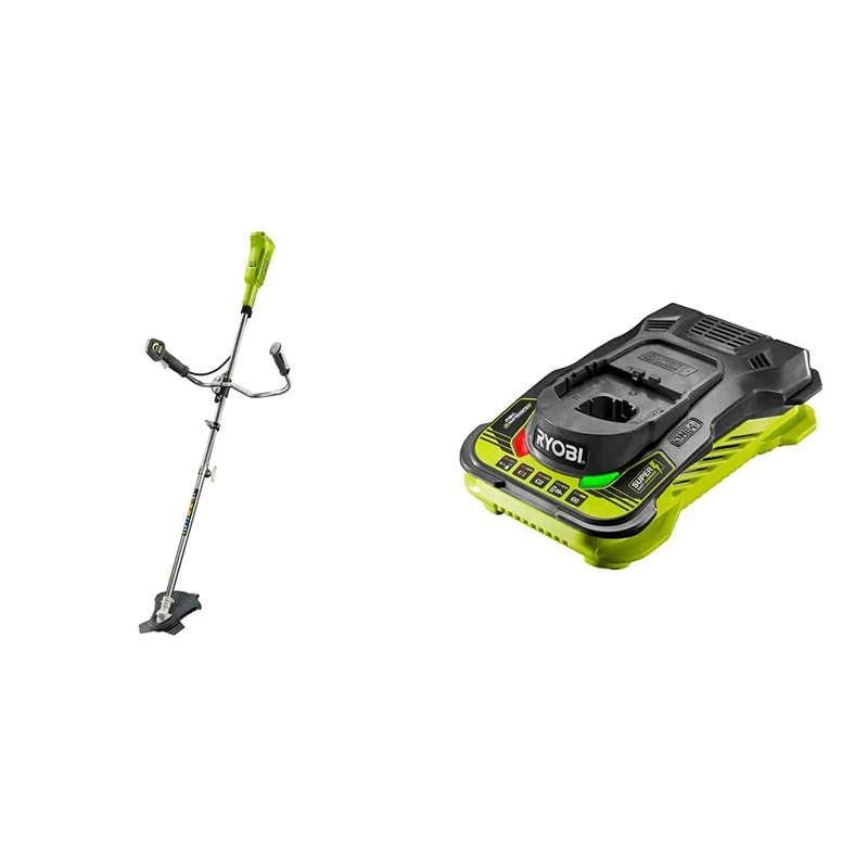 Ryobi OBC1820B 18V ONE+ Brush Cutter [Zero Tool], 18 V, Green & RC18150 18V ONE+ Cordless 5.0A Battery Charger