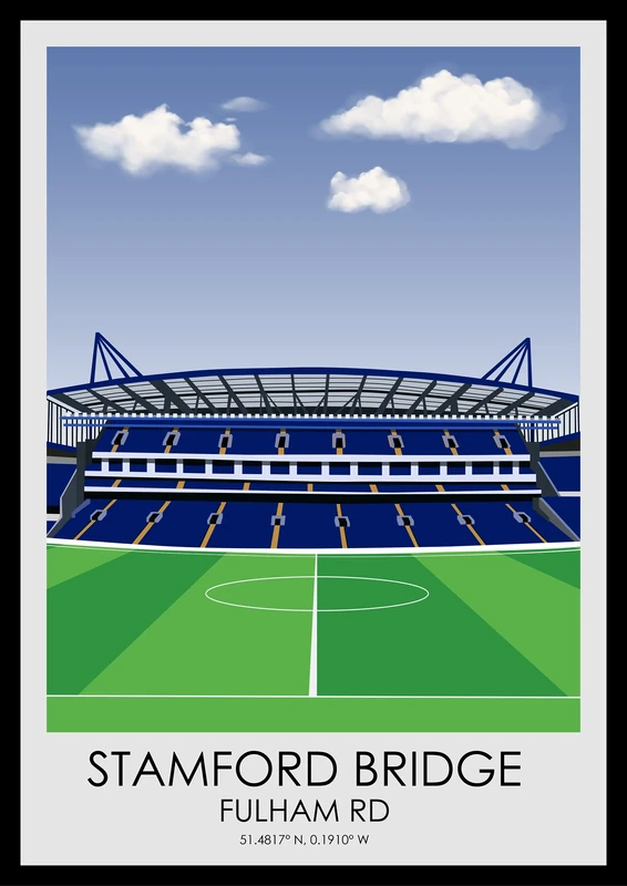 Hewson's Gifts Chelsea Stadium Print A4 - Stamford Bridge Wall Art