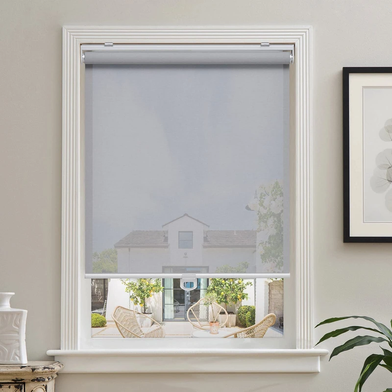 AOSKY Cordless Roller Shades for Windows Light Filtering Shades with 5% Openness Solar Screen Semi Sheer Roller Blinds UV Protection for Office and Home. Easy to Install 30" W x 72" H (Grey)