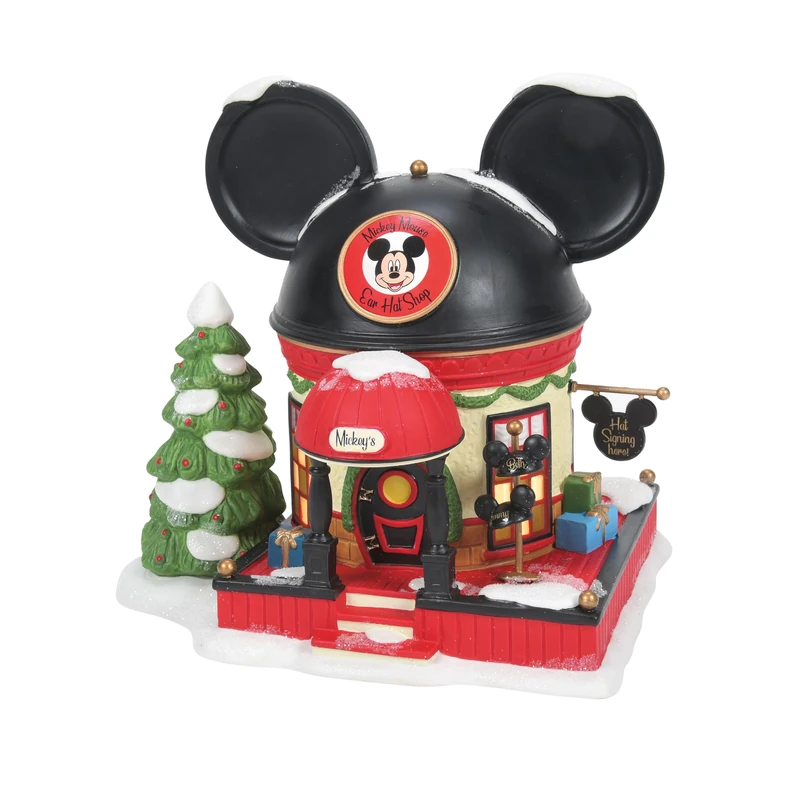 Department 56 Disney Village Mickey Mouse Lighted Hat Shop Earmuff, 7.09 Inches, Multicolor