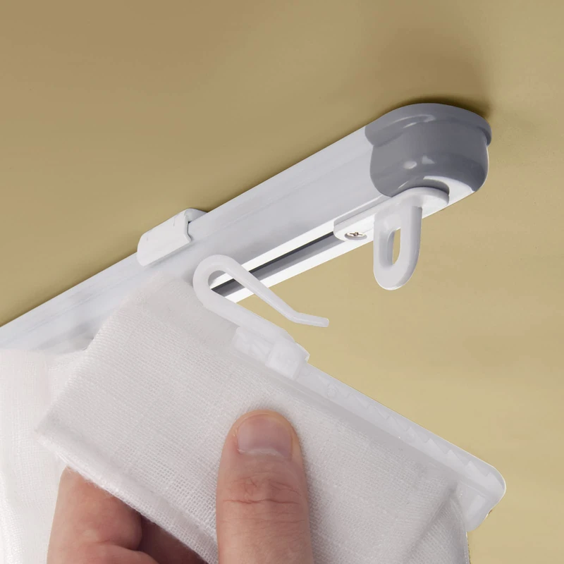 ZSTARR Ceiling curtain track (33.5in-59in) measurement-free curtain guide rail, suitable for room partitions, shower curtains, RV curtains, living room curtain track systems, (white) - Image 1
