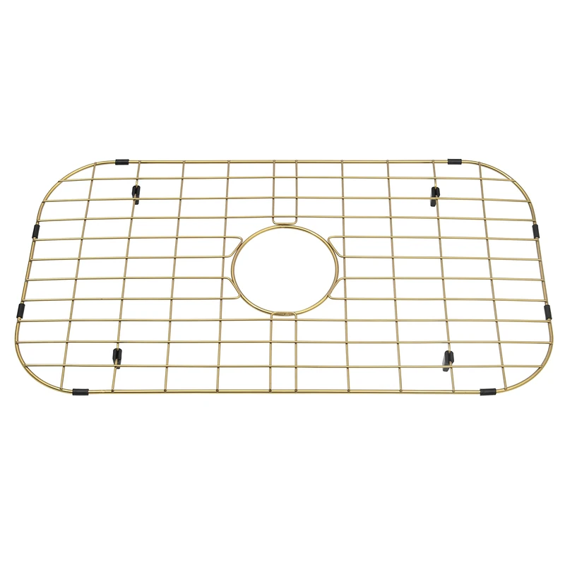 Lonsince Kitchen Sink Grid,Sink Grate 26 1/8" X 14 1/16",Sink Protectors for Kitchen Sink,Sink Grid Center Drain for Single Bowl Kitchen Sink,Gold Color