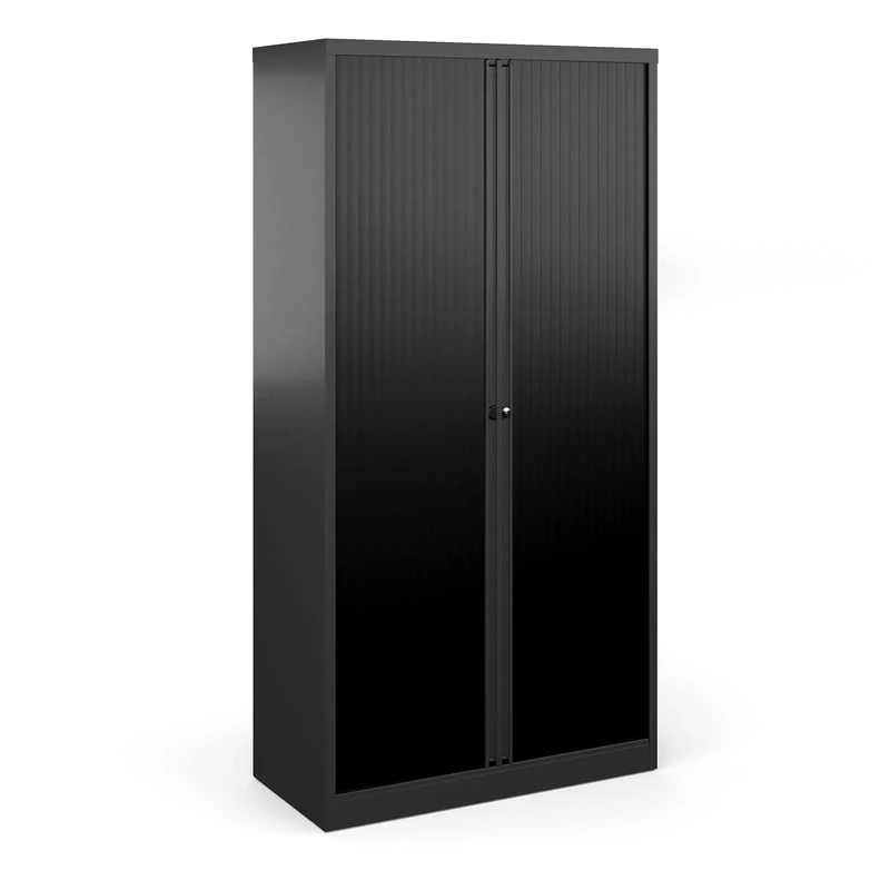 DAMS Office Bisley Steel Tambour Cupboard - Black 1970mm High
