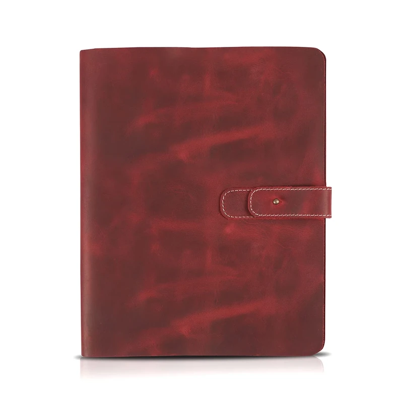 Londo Genuine Leather Tablet Cover with Two Card Slots & Leather Pen/Apple Pencil Holders (Red, 11 Inch)