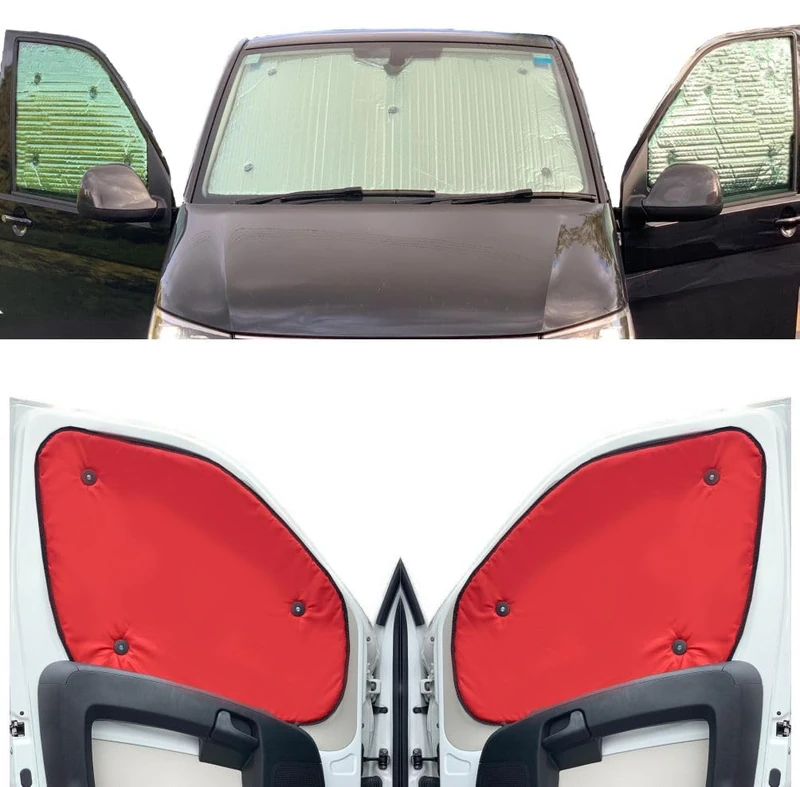 Window Blind Kit Compatible With Peugeot Expert (Third Generation) (Years 2017-Date) (Full Set MWB With Tailgate) With Backing Colour in Red, Reversible