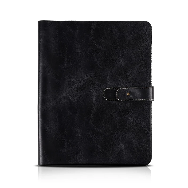 Londo Genuine Leather Tablet Cover with Two Card Slots & Leather Pen/Apple Pencil Holders (Black, 11 Inch)