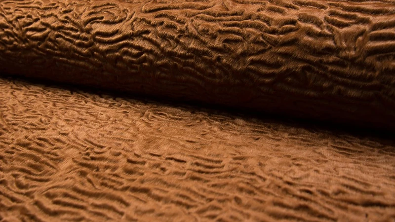 Super Luxury Faux Fur Fabric Material Astrakhan Persia - Havana Brown, 1Mtr - 150cm x 100cm