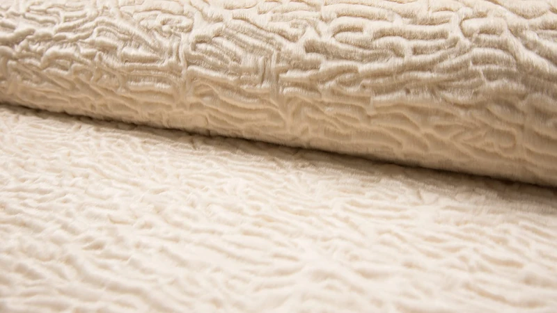 Super Luxury Faux Fur Fabric Material Astrakhan Persia - Beige, 1Mtr - 150cm x 100cm