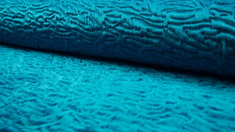 Super Luxury Faux Fur Fabric Material Astrakhan Persia - Aqua, 1Mtr - 150cm x 100cm