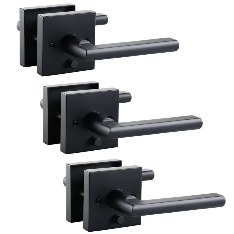 Linkaa Keyless Door Handles Levers Interior for Bedroom Bathroom,Black